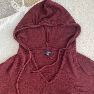 American Eagle Red Knit Hoodie Sweatshirt